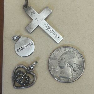 Sterling Silver Cross and Heart Charms